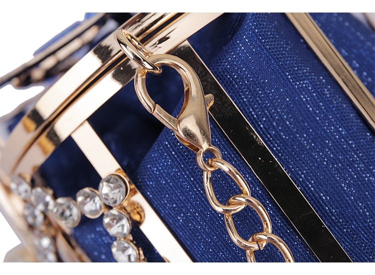 Star Diamond Hollow Cage Clutch With Pearl Chains - - Luxury bags by WAAMII