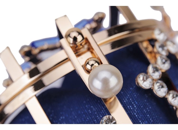 Star Diamond Hollow Cage Clutch With Pearl Chains - - Luxury bags by WAAMII