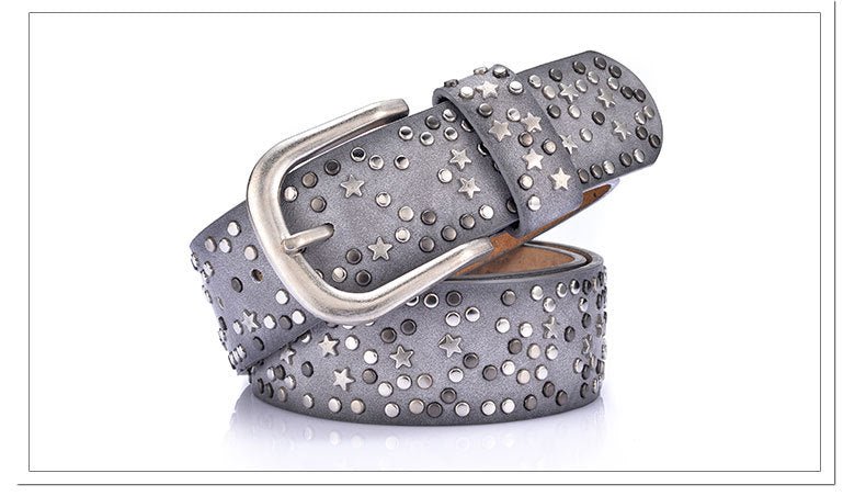 Star-Studded Leather Belts Designer Belts for Women Accessories WAAMII   