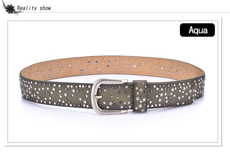 Star-Studded Leather Belts Designer Belts for Women Accessories WAAMII   