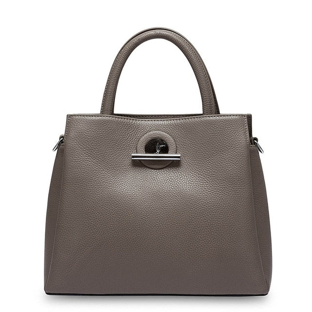 Stylish Genuine Leather Fashion Tote Bag - Gray - Luxury bags by WAAMII