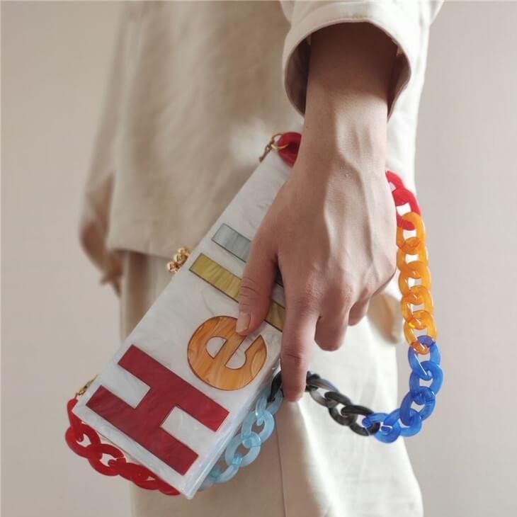 Stylish Letter Acrylic Clutch Bag - - Luxury bags by WAAMII