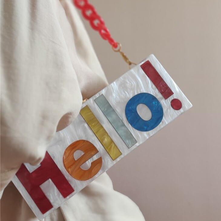 Stylish Letter Acrylic Clutch Bag - - Luxury bags by WAAMII
