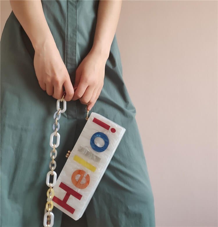 Stylish Letter Acrylic Clutch Bag - - Luxury bags by WAAMII