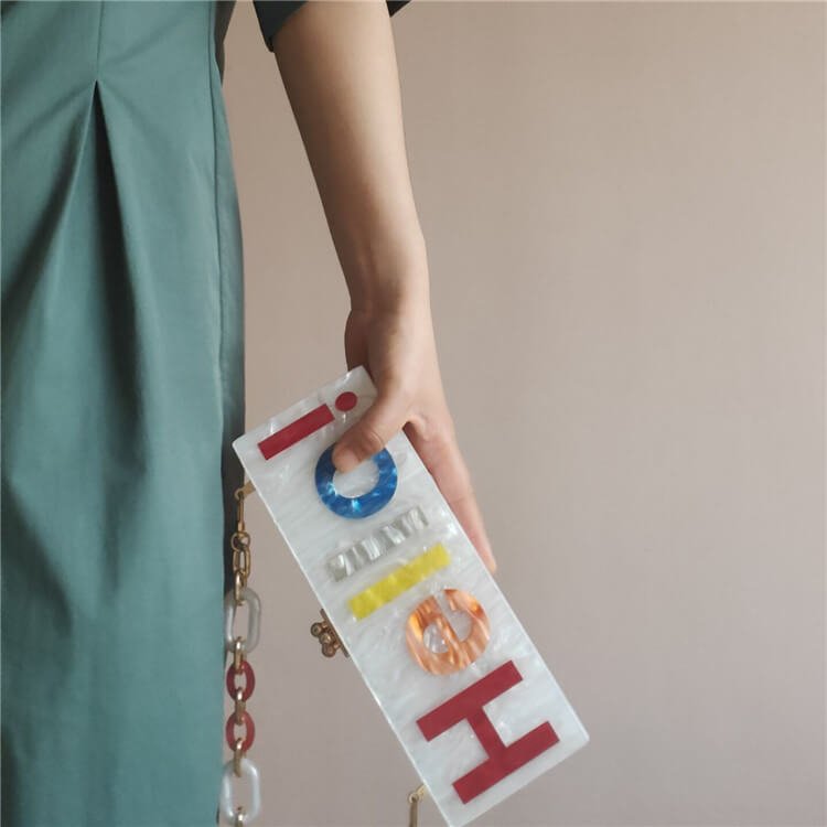 Stylish Letter Acrylic Clutch Bag - - Luxury bags by WAAMII