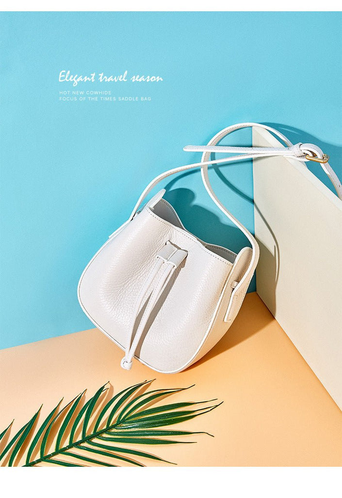 Stylish Soft Leather Half Circle Mini Bucket Tassel Crossbody - - Luxury bags by WAAMII