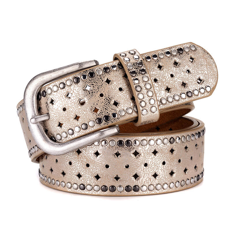 Stylish Women Rivet Belt Hollow Out Wristband-WB7039 - Light gold 110cm - Luxury Accessories by WAAMII