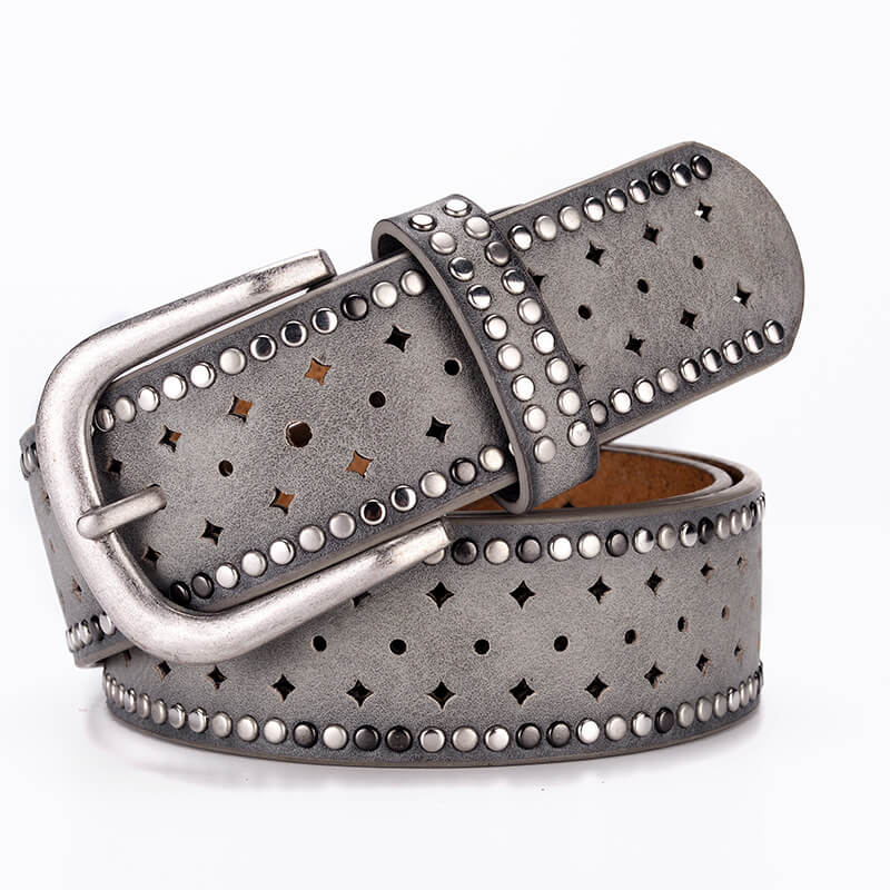 Stylish Women Rivet Belt Hollow Out Wristband-WB7039 - Gray 110cm - Luxury Accessories by WAAMII