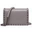 Top Grain Cow Leather Rivets Crossbody Bag with Leather Mix Metal Chain - Gray - Luxury bags by WAAMII