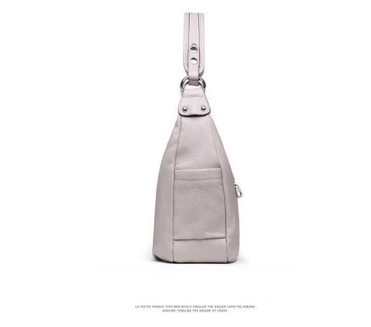 Top Grain Genuine Leather Multi-pockets Dumpling Shaped Hobo Satchel - - Luxury bags by WAAMII