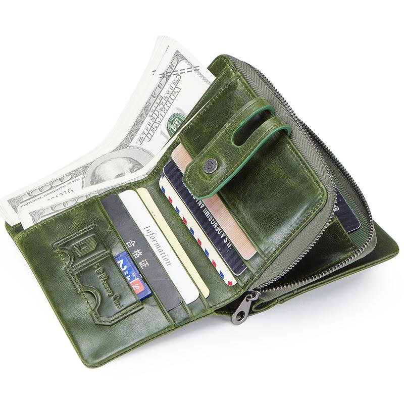 Top Grain Glossy Genuine Leather Wallet Purse With Clasp - - Luxury bags by WAAMII