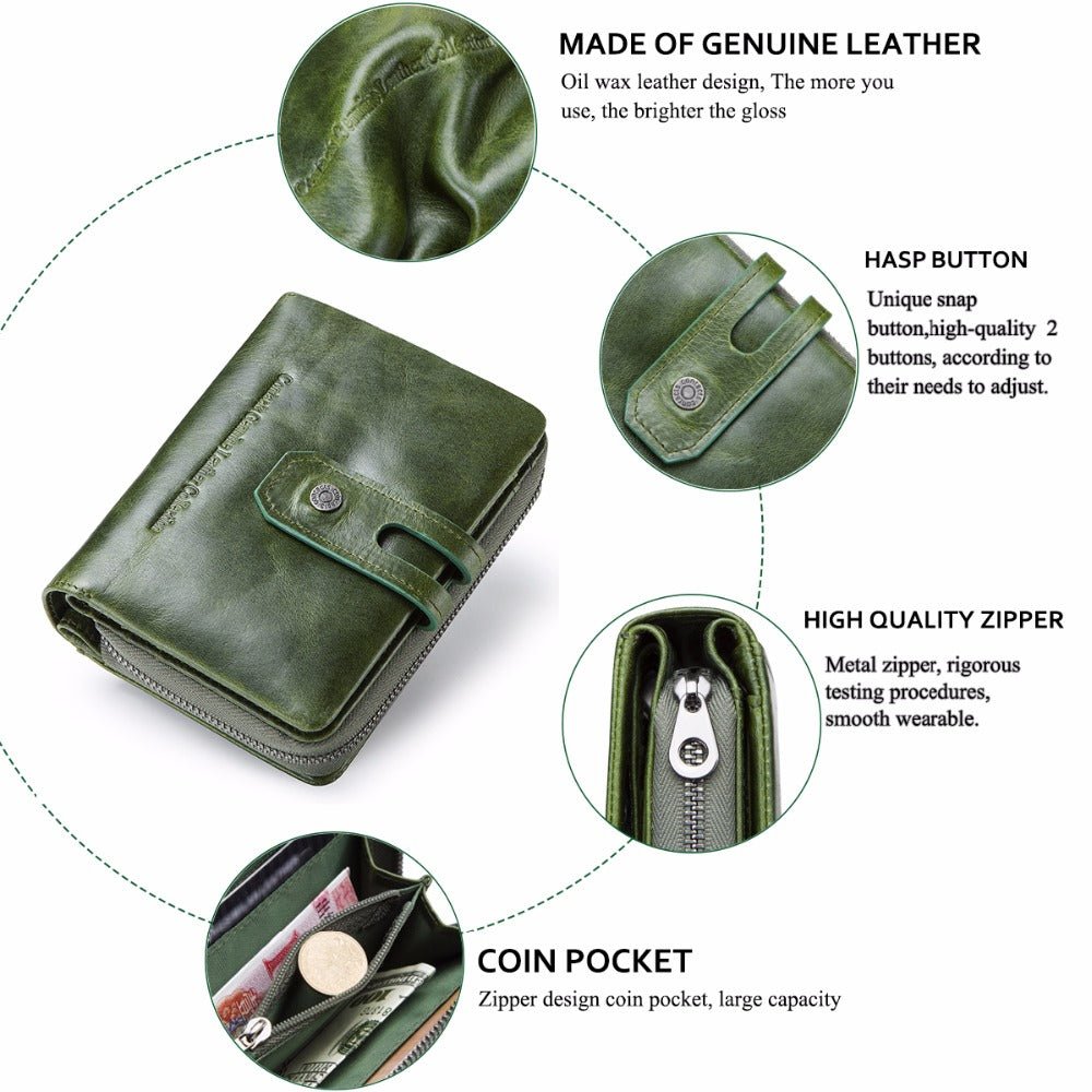 Top Grain Glossy Genuine Leather Wallet Purse With Clasp - - Luxury bags by WAAMII