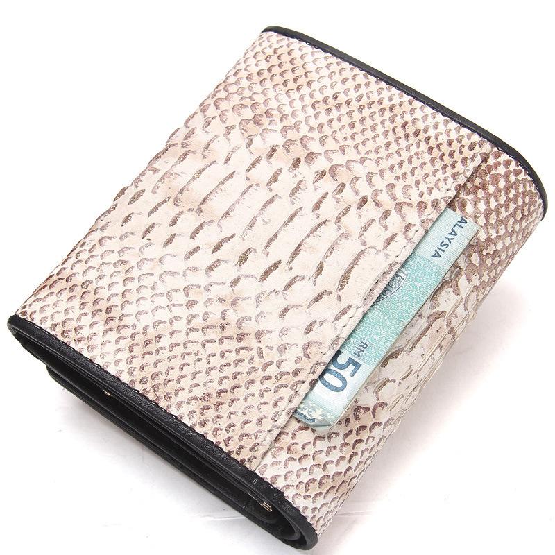 Top Grain Serpentine Pattern Leather Rfid Card Holder Mini Purse Wallet - - Luxury bags by WAAMII