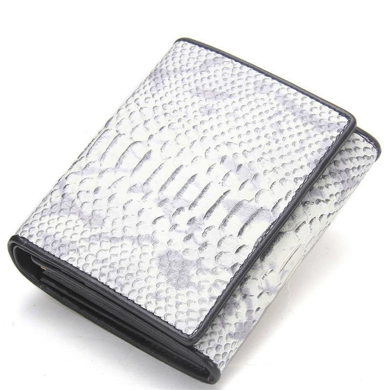 Top Grain Serpentine Pattern Leather Rfid Card Holder Mini Purse Wallet - - Luxury bags by WAAMII