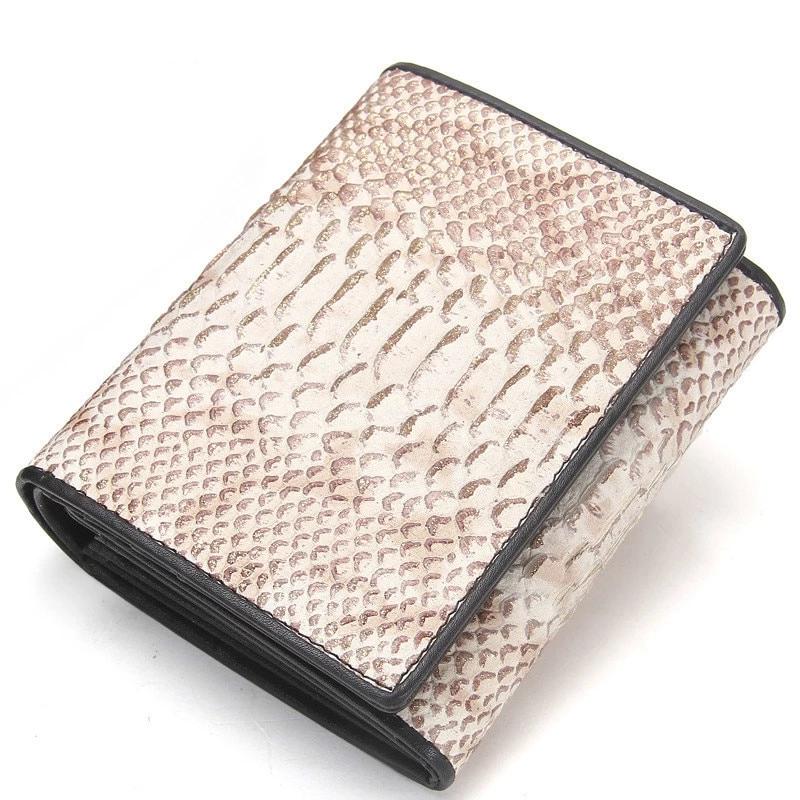 Top Grain Serpentine Pattern Leather Rfid Card Holder Mini Purse Wallet - - Luxury bags by WAAMII