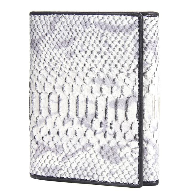Top Grain Serpentine Pattern Leather Rfid Card Holder Mini Purse Wallet - Gray - Luxury bags by WAAMII