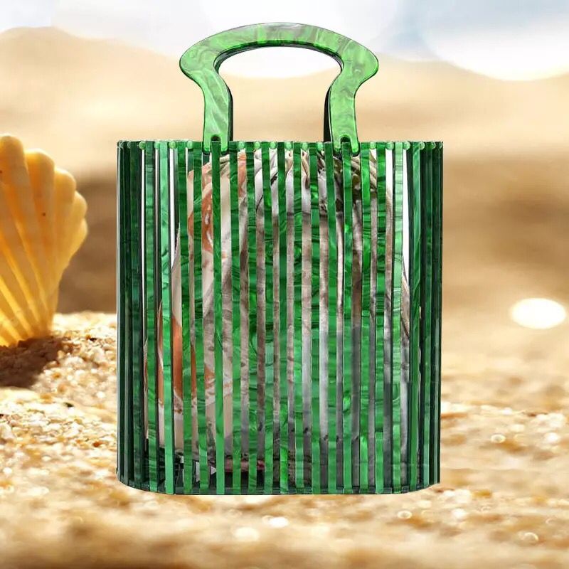 Top handle Acrylic Bucket Bag Hollow Clutch - - Luxury bags by WAAMII