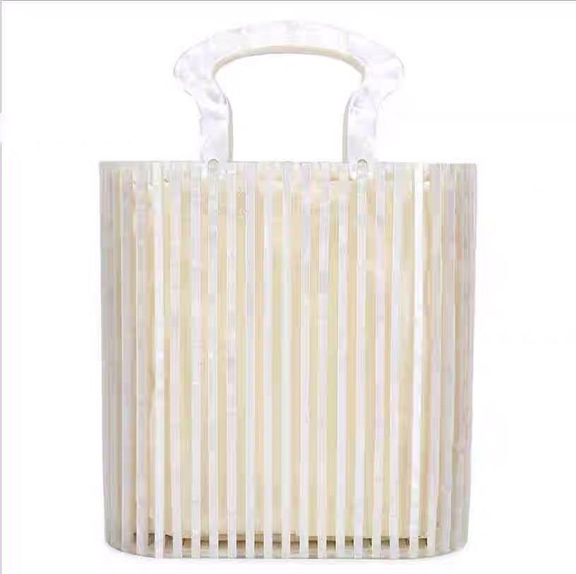 Top handle Acrylic Bucket Bag Hollow Clutch - - Luxury bags by WAAMII