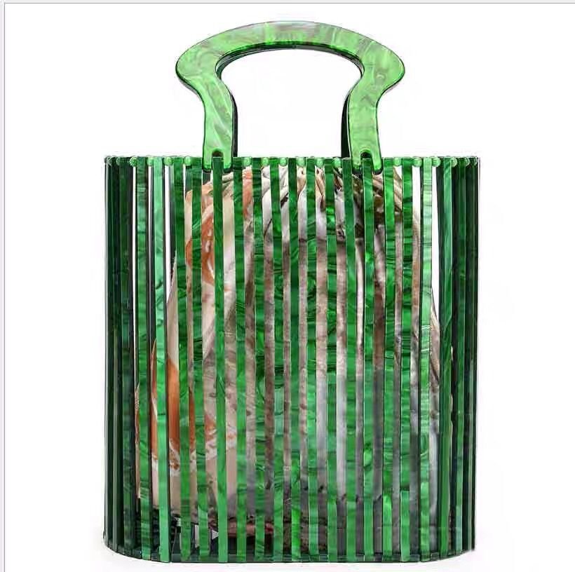 Top handle Acrylic Bucket Bag Hollow Clutch - - Luxury bags by WAAMII
