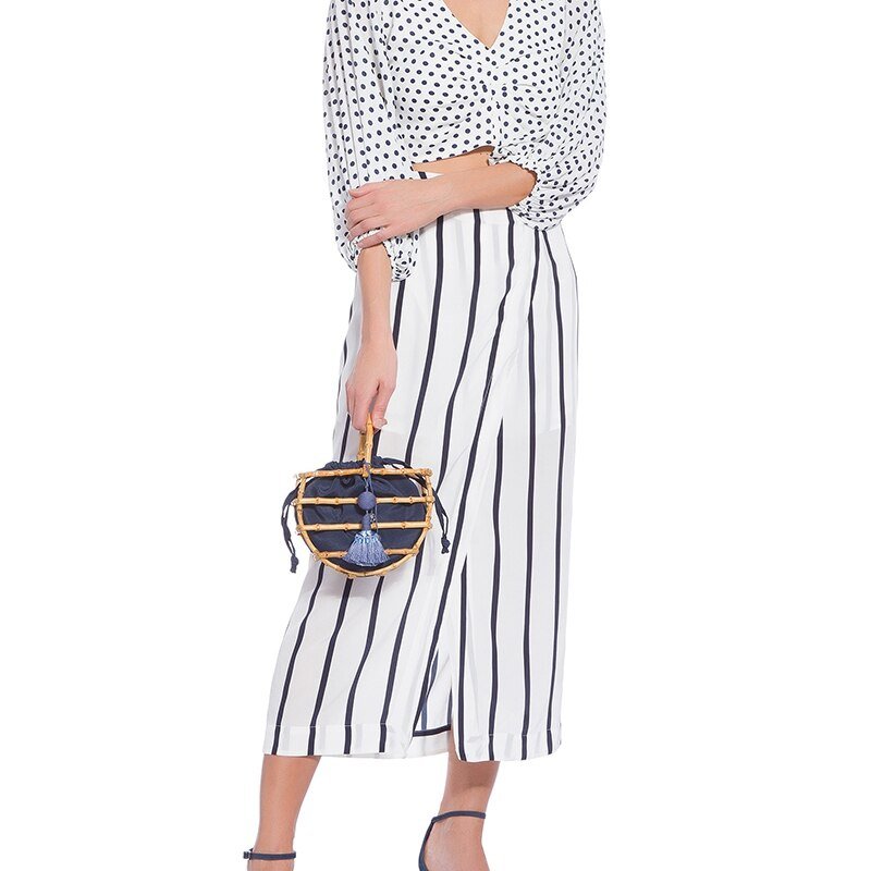 Top Handle Half Moon Bamboo Tassel Tote - - Luxury bags by WAAMII