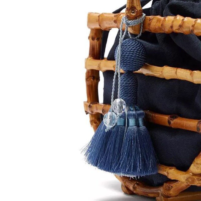 Top Handle Half Moon Bamboo Tassel Tote - - Luxury bags by WAAMII
