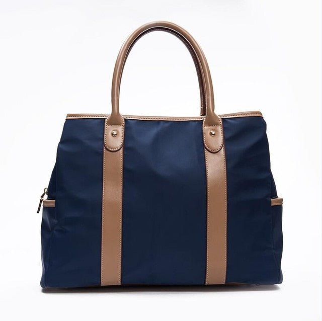 Triple Compartment Handbag Women's Large Shoulder Nylon Tote Bag - Blue - Luxury bags by WAAMII