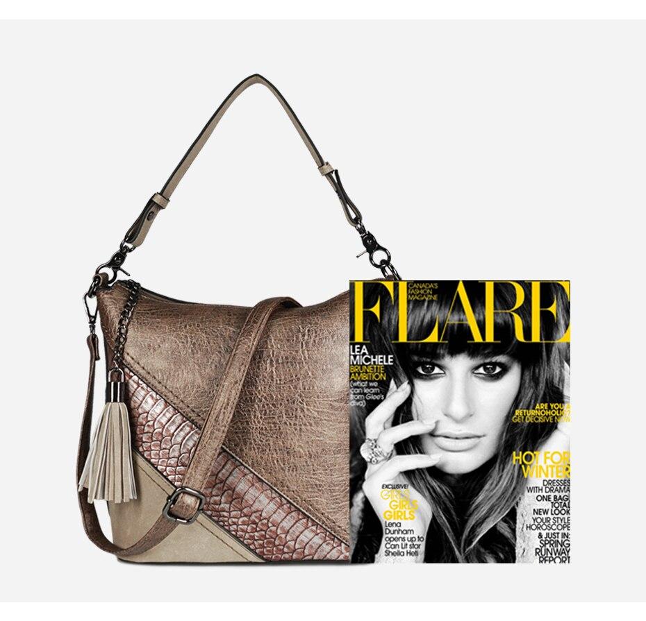 Vegan Leather Spliced Serpentine Satchel With Tassel - - Luxury bags by WAAMII