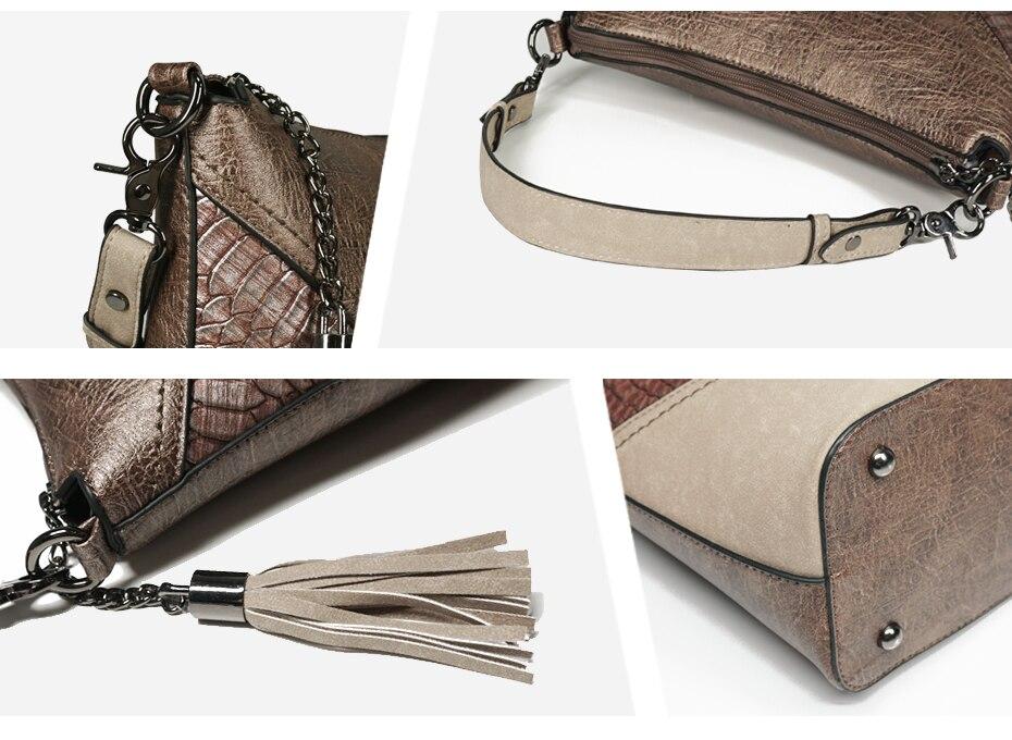 Vegan Leather Spliced Serpentine Satchel With Tassel - - Luxury bags by WAAMII