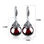 Vintage 925 Sterling Silver Engraving Red CZ Stone Oval Earrings - - Luxury Jewelry by WAAMII