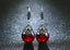 Vintage 925 Sterling Silver Engraving Red CZ Stone Oval Earrings - - Luxury Jewelry by WAAMII
