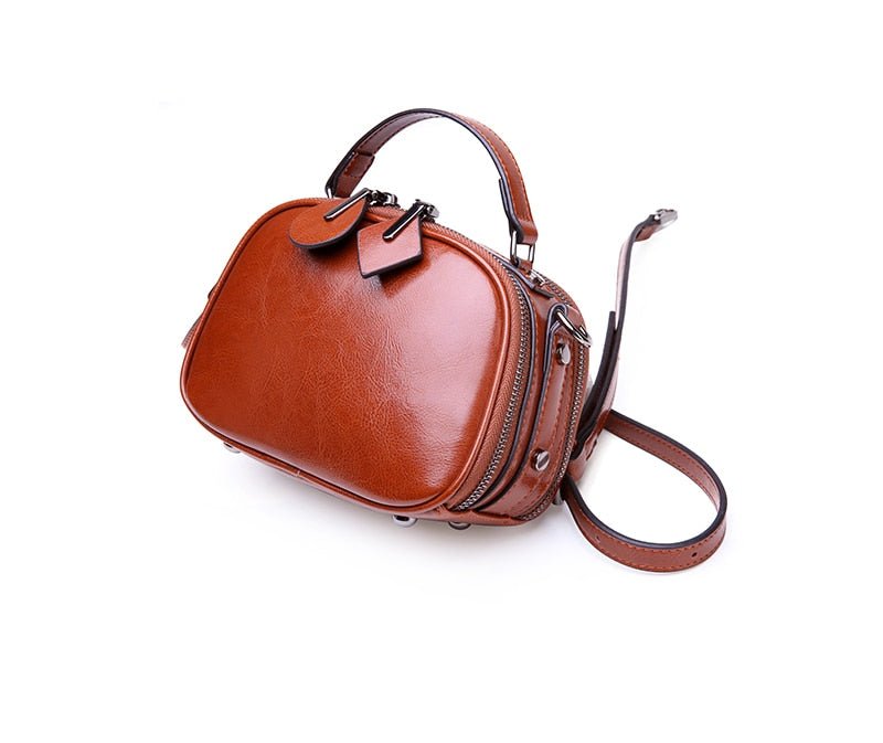 Vintage Ladies Oil Wax Leather Crossbody Bag - - Luxury bags by WAAMII