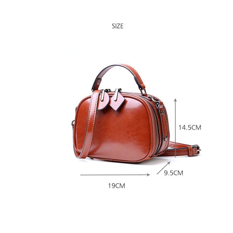 Vintage Ladies Oil Wax Leather Crossbody Bag - - Luxury bags by WAAMII