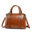 Vintage Ladies Oil Wax Leather Handbags Leather Satchel bags WAAMII Brown  