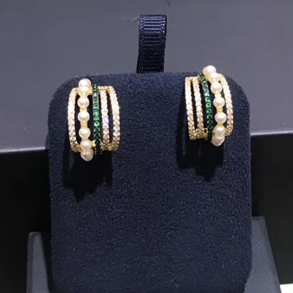 Vintage Style Multi-layer Pearl Geometric Circle Earrings - - Luxury Jewelry by WAAMII