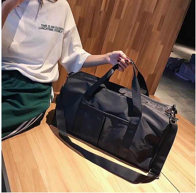 Essentials Dry Wet Separation Weekender Bag Gym Duffle Bag With Shoe Compartment-Pink,Black - Black - Luxury bags by WAAMII