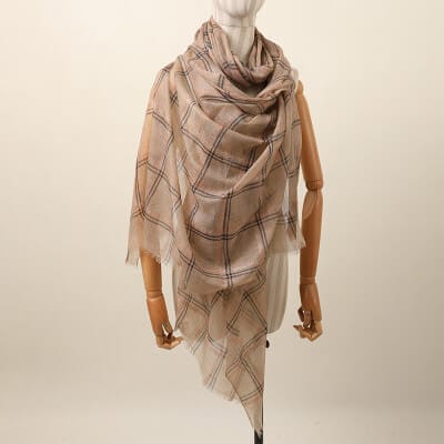 Designer Shawl Gold Thread Metalic Plaid Scarf-Pink/Black - - Luxury Accessories by WAAMII