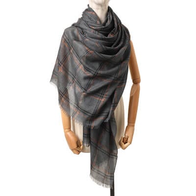 Designer Shawl Gold Thread Metalic Plaid Scarf-Pink/Black - - Luxury Accessories by WAAMII
