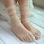 Women Summer Gauzy Fishnet Mesh Ankle Socks - beige - Luxury Accessories by WAAMII
