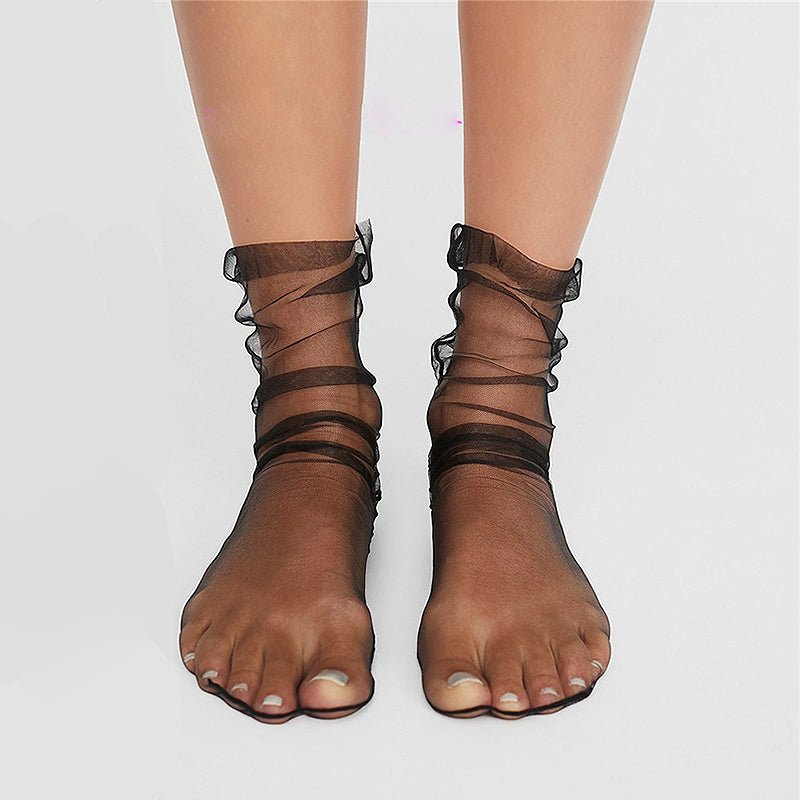 Women Summer Gauzy Fishnet Mesh Ankle Socks - - Luxury Accessories by WAAMII