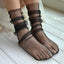 Women Summer Gauzy Fishnet Mesh Ankle Socks - black - Luxury Accessories by WAAMII