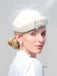 Women Wool Beret Veil Fascinator Butterfly Hat Church Hat WB3141 - - Luxury Accessories by WAAMII