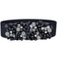 Ceinture élastique à fleurs en cristal pour femmes - Noir