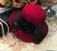 Wool Fascinator Silk Flower Derby Church Hat With Veil - Red - Luxury Accessories by WAAMII