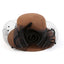 Wool Fascinator Silk Flower Derby Church Hat With Veil Accessories WAAMII Brown  