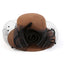 Wool Fascinator Silk Flower Derby Church Hat With Veil - Brown - Luxury Accessories by WAAMII
