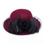 Wool Fascinator Silk Flower Derby Church Hat With Veil - wine - Luxury Accessories by WAAMII