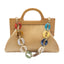 Wrinkle Leather Wooden Handle Clutch Crossbody Bag With Acrylic Bold Chains - - Luxury bags by WAAMII