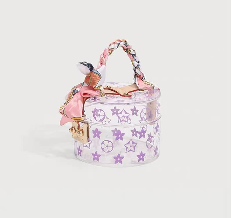Mini Round Transparent Jelly Bag Silk Scarf Clutch