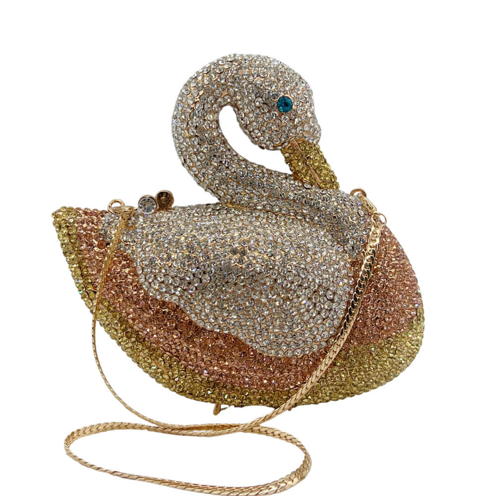 Luxury Diamond Swan Shaped Clutch Purse WAAMII - Main Image