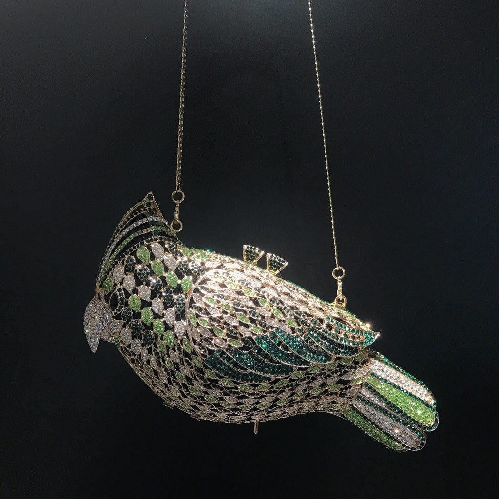 Luxury Crystal Parrot Evening Clutch